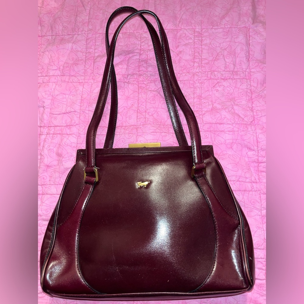 Braun Soffel Leather Kisslock Small Purse EUC